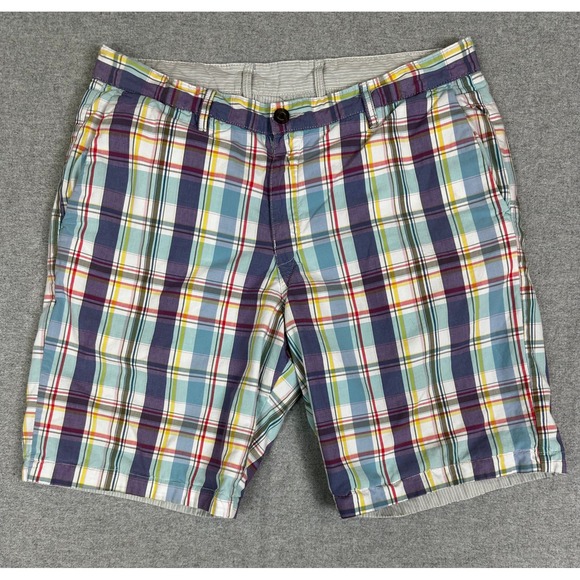 Tommy Bahama Other - Tommy Bahama Reversible Shorts Mens 34 9" Inseam Multicolor Plaid Grey Stripe
